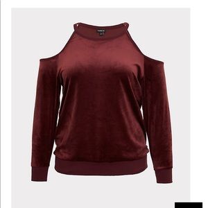 Torrid cold shoulder burgundy top.